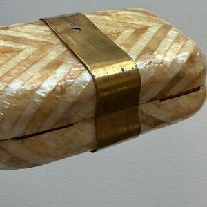 Saks Fifth Avenue Gold and Cream Clutch